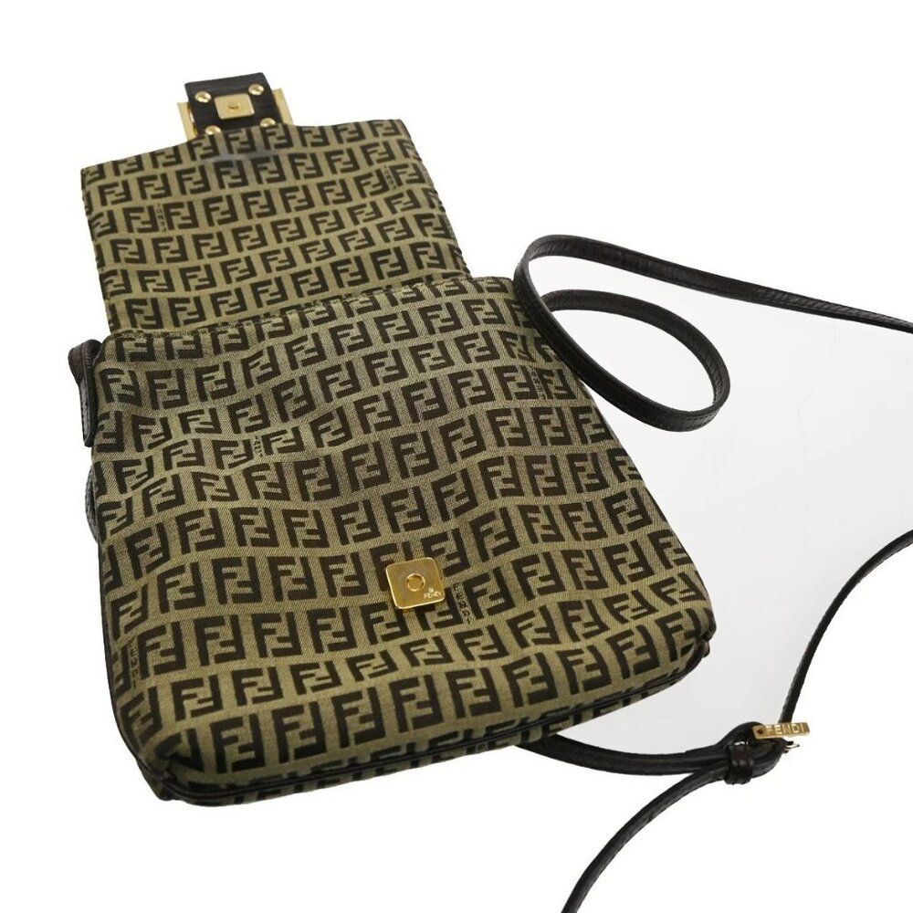 FENDI Logo Zucchino Zucca Pattern Shoulder Bag Canvas Leather Brow Italy 82KB966 - Picture 14 of 16